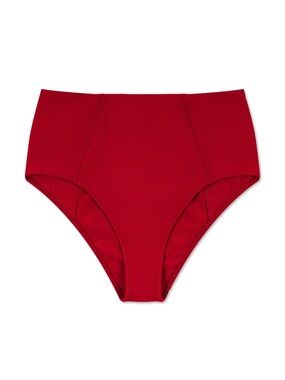 Galamaar Red High Waisted Bikini Bottoms Tummy Control Updated Retro XL